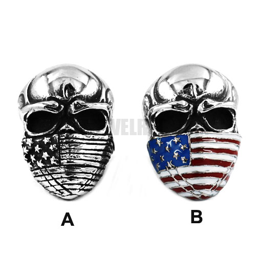 Stainless Steel Infidel Skull Biker Ring Biker Classic Gothic United States Flag Skull Ring SWR0368 - Click Image to Close